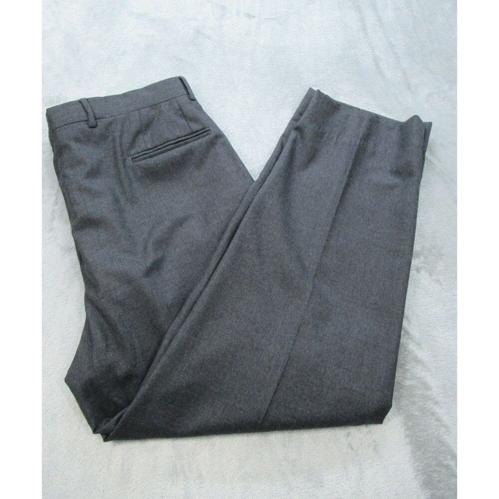 Jos. A. Bank Men's Sz. 35 x28 Dress Pants Flat Front Gray w/ Pockets Wool Blend
